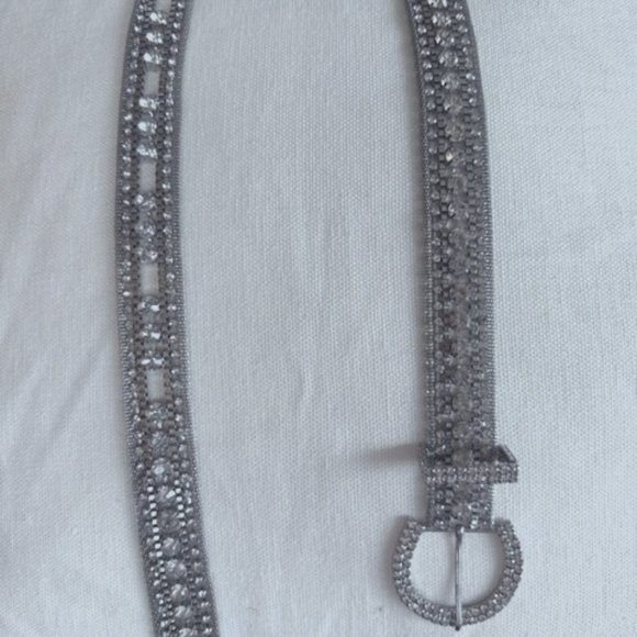 Belt , Silver with Rhinestones - Picture 1 of 3
